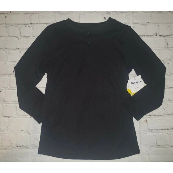 Nwt Arizona Jean Co Boys Black Long-Sleeve Husky Small 8 Sleep Shirt - Picture 1 of 3